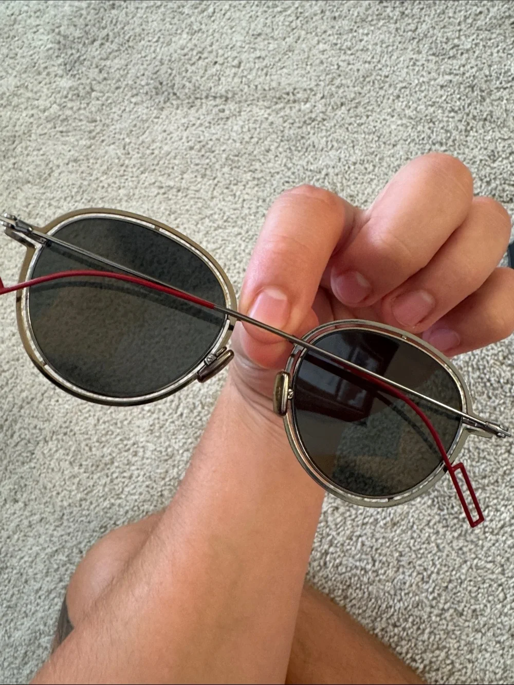 Dior Silver Metal Round Sunglasses with Black Case